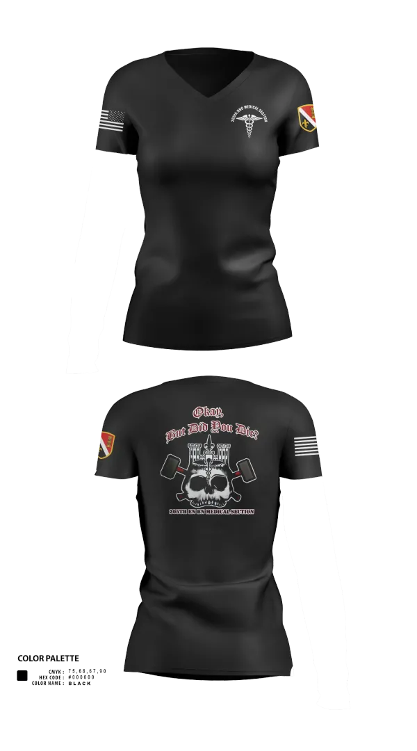 Womens Short Sleeve Vneck Shirt, 205th HHC MEDICAL SECTION, , Teamtime, Team time, sublimation, custom sports apparel, team uniforms, spirit wear, spiritwear, sports uniforms, custom shirts, team store, custom team store, fundraiser sports, apparel fundraiser
