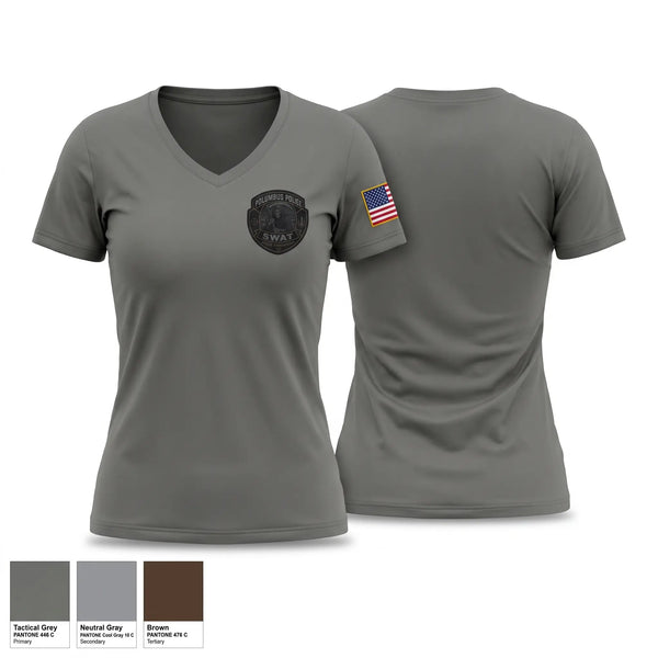 Womens Short Sleeve Vneck Shirt, Columbus SWAT, Police, Teamtime, Team time, sublimation, custom sports apparel, team uniforms, spirit wear, spiritwear, sports uniforms, custom shirts, team store, custom team store, fundraiser sports, apparel fundraiser