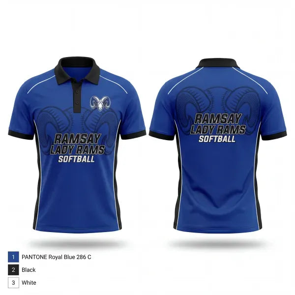 Short Sleeve Performance Polo, Ramsay, Softball, Teamtime, Team time, sublimation, custom sports apparel, team uniforms, spirit wear, spiritwear, sports uniforms, custom shirts, team store, custom team store, fundraiser sports, apparel fundraiser