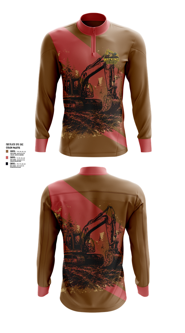 Quarter Zip Jacket, 252 EngineersWatkins Excavation, , Teamtime, Team time, sublimation, custom sports apparel, team uniforms, spirit wear, spiritwear, sports uniforms, custom shirts, team store, custom team store, fundraiser sports, apparel fundraiser