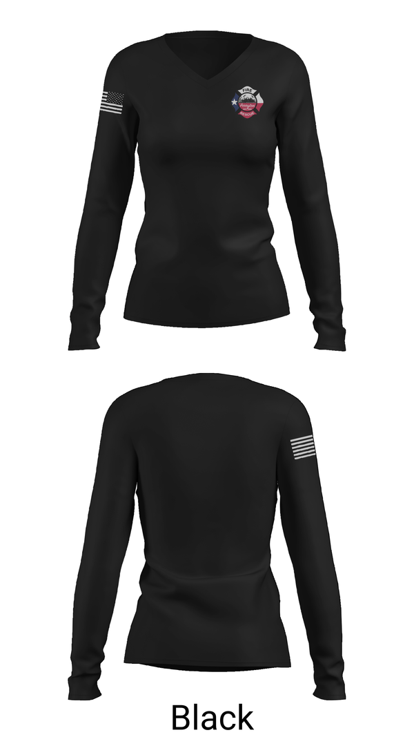 Womens Long Sleeve Vneck Shirt, Perryton Fire Department, Fire Department, Teamtime, Team time, sublimation, custom sports apparel, team uniforms, spirit wear, spiritwear, sports uniforms, custom shirts, team store, custom team store, fundraiser sports, apparel fundraiser