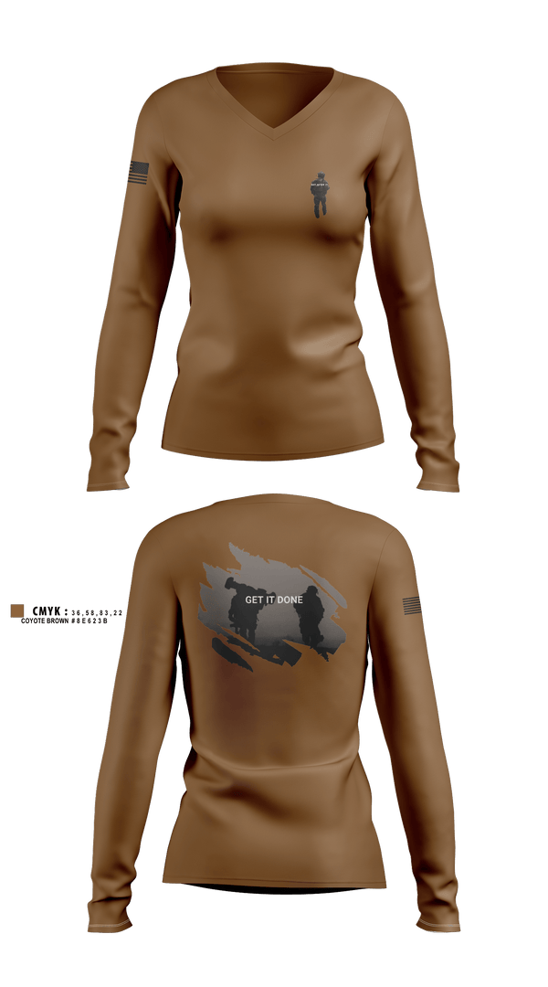 Women's Long Sleeve Vneck Shirt, ghost, Army, Teamtime, Team time, sublimation, custom sports apparel, team uniforms, spirit wear, spiritwear, sports uniforms, custom shirts, team store, custom team store, fundraiser sports, apparel fundraiser