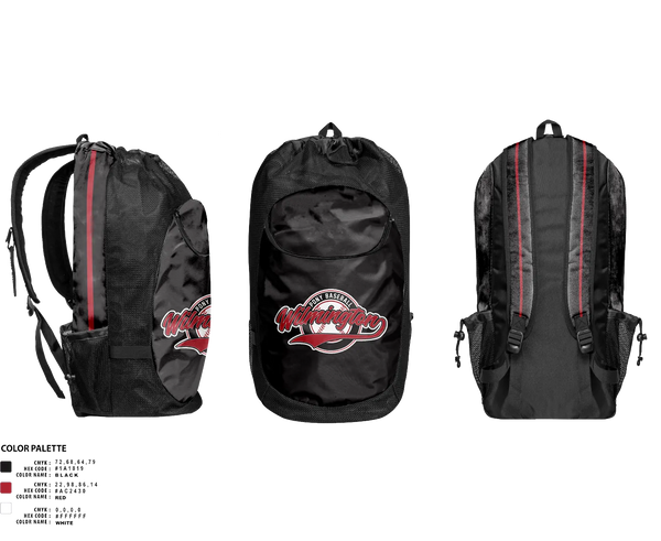 Gear Bag, Wilmington, Baseball, Teamtime, Team time, sublimation, custom sports apparel, team uniforms, spirit wear, spiritwear, sports uniforms, custom shirts, team store, custom team store, fundraiser sports, apparel fundraiser