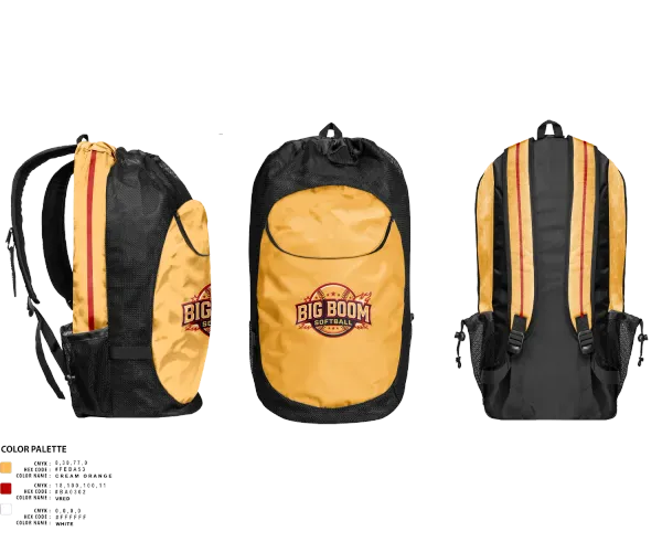 Gear Bag, Big Boom, Softball, Teamtime, Team time, sublimation, custom sports apparel, team uniforms, spirit wear, spiritwear, sports uniforms, custom shirts, team store, custom team store, fundraiser sports, apparel fundraiser