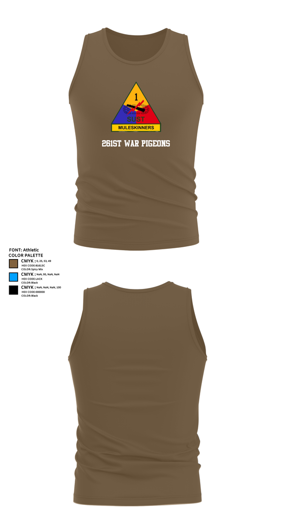 Tank Top, 261st War Pigeons, Army, Teamtime, Team time, sublimation, custom sports apparel, team uniforms, spirit wear, spiritwear, sports uniforms, custom shirts, team store, custom team store, fundraiser sports, apparel fundraiser