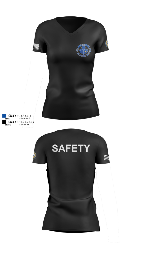 Womens Short Sleeve Vneck Shirt, RCSD ROCHESTER NY, Police, Teamtime, Team time, sublimation, custom sports apparel, team uniforms, spirit wear, spiritwear, sports uniforms, custom shirts, team store, custom team store, fundraiser sports, apparel fundraiser
