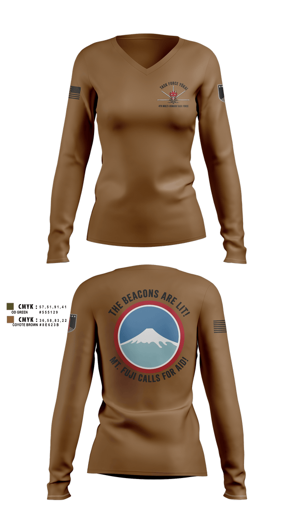 Womens Long Sleeve Vneck Shirt, 4MDTF, Army, Teamtime, Team time, sublimation, custom sports apparel, team uniforms, spirit wear, spiritwear, sports uniforms, custom shirts, team store, custom team store, fundraiser sports, apparel fundraiser