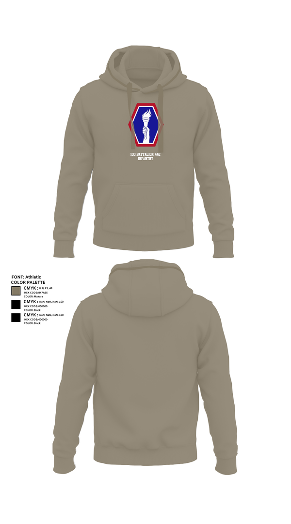 Hoodie, 100 Battalion 442 Infantry, Army, Teamtime, Team time, sublimation, custom sports apparel, team uniforms, spirit wear, spiritwear, sports uniforms, custom shirts, team store, custom team store, fundraiser sports, apparel fundraiser