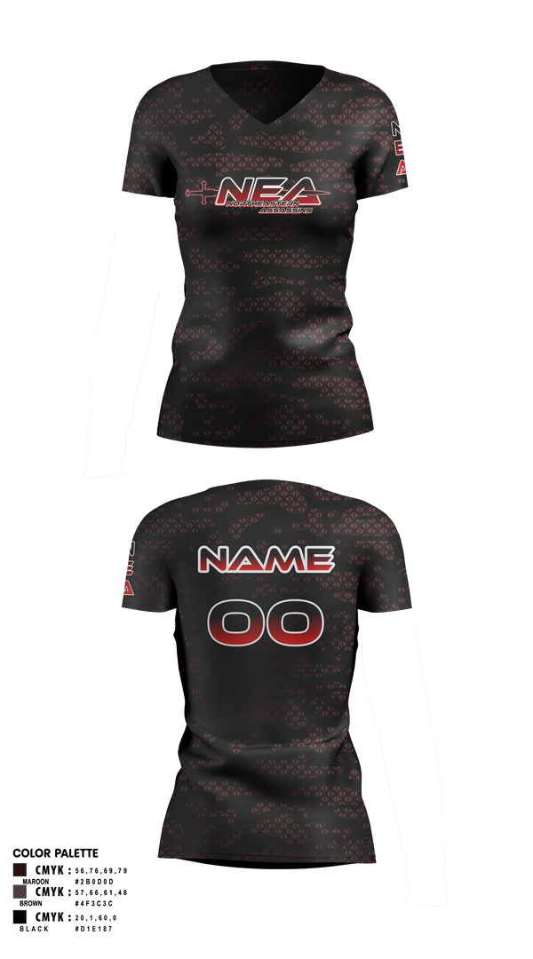 Womens Short Sleeve Vneck Shirt, Northeastern Assassins, E-Sports, Teamtime, Team time, sublimation, custom sports apparel, team uniforms, spirit wear, spiritwear, sports uniforms, custom shirts, team store, custom team store, fundraiser sports, apparel fundraiser
