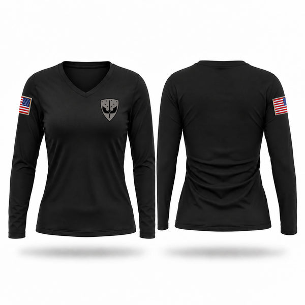 Womens Long Sleeve Vneck Shirt, Winchester SWAT, Police, Teamtime, Team time, sublimation, custom sports apparel, team uniforms, spirit wear, spiritwear, sports uniforms, custom shirts, team store, custom team store, fundraiser sports, apparel fundraiser