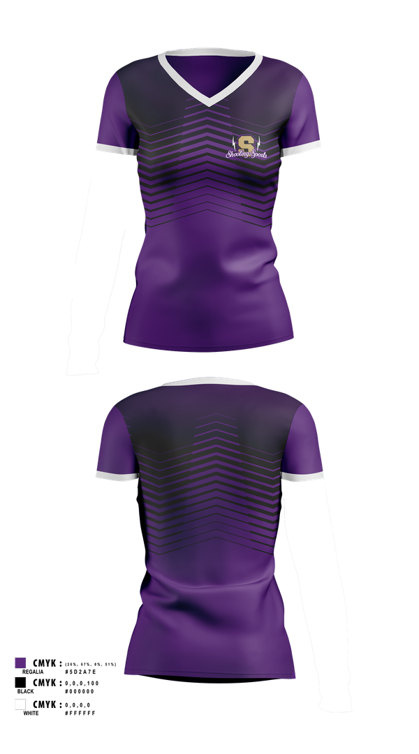 Womens Short Sleeve Vneck Shirt, Sawyer Shooting Sports, Spirit Store, Teamtime, Team time, sublimation, custom sports apparel, team uniforms, spirit wear, spiritwear, sports uniforms, custom shirts, team store, custom team store, fundraiser sports, apparel fundraiser