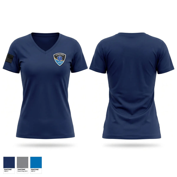 Womens Short Sleeve Vneck Shirt, Jackson county ems, EMS/EMT, Teamtime, Team time, sublimation, custom sports apparel, team uniforms, spirit wear, spiritwear, sports uniforms, custom shirts, team store, custom team store, fundraiser sports, apparel fundraiser