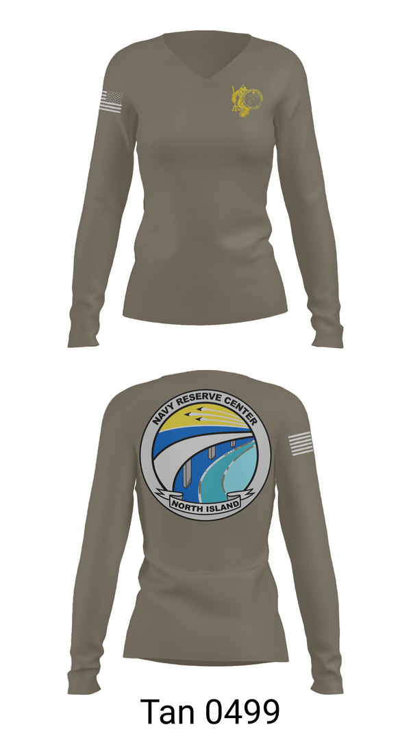 Womens Long Sleeve Vneck Shirt, NRC North Island, Navy, Teamtime, Team time, sublimation, custom sports apparel, team uniforms, spirit wear, spiritwear, sports uniforms, custom shirts, team store, custom team store, fundraiser sports, apparel fundraiser