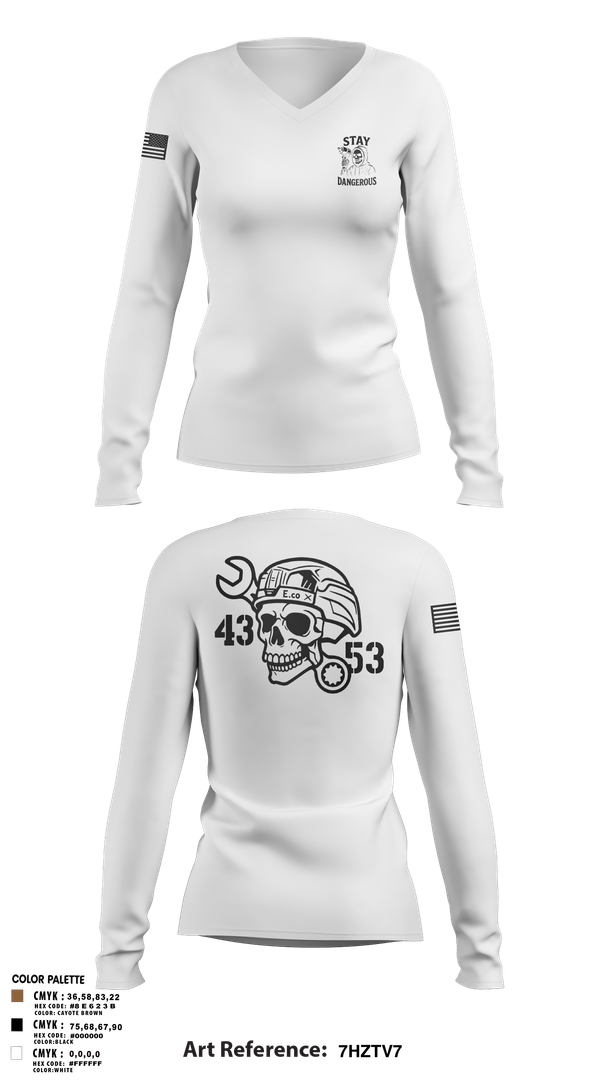 Womens Long Sleeve Vneck Shirt, 4-3 AHB, , Teamtime, Team time, sublimation, custom sports apparel, team uniforms, spirit wear, spiritwear, sports uniforms, custom shirts, team store, custom team store, fundraiser sports, apparel fundraiser