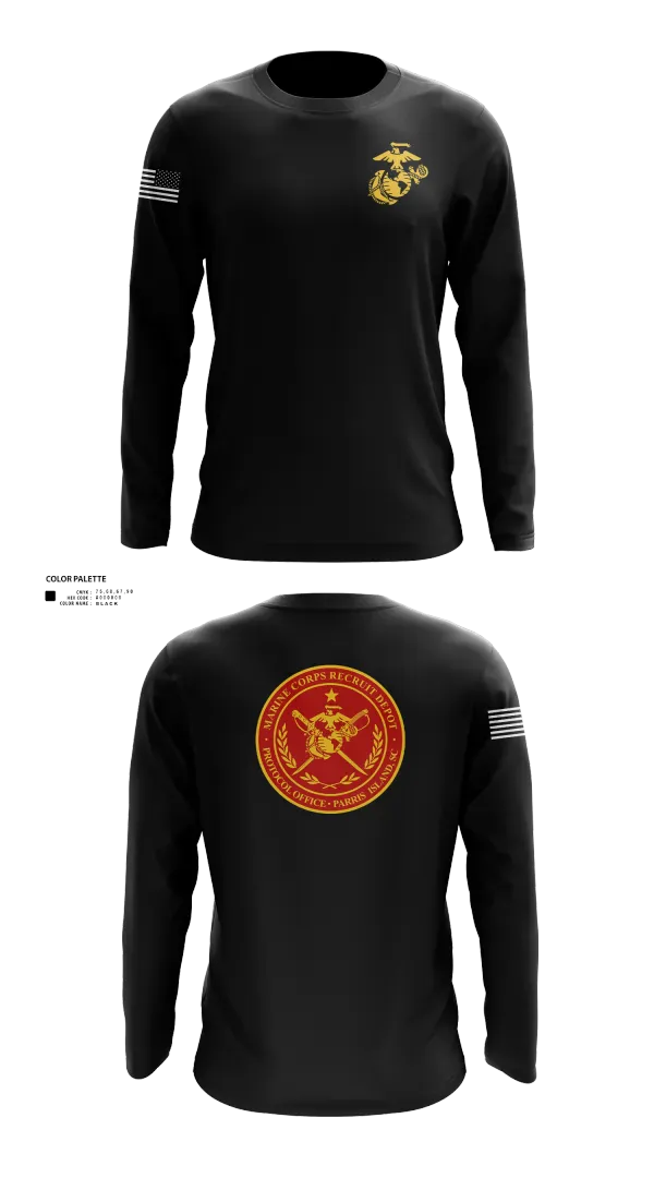 Long Sleeve Performance Shirt, MCRD Parris Island Protocol Office, Marines, Teamtime, Team time, sublimation, custom sports apparel, team uniforms, spirit wear, spiritwear, sports uniforms, custom shirts, team store, custom team store, fundraiser sports, apparel fundraiser