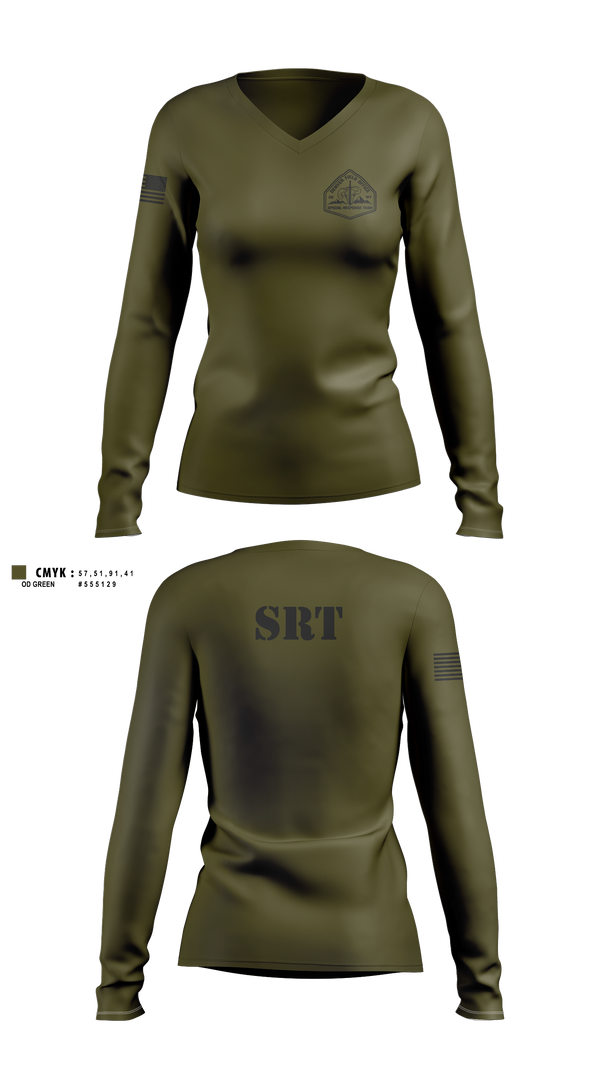 Womens Long Sleeve Vneck Shirt, Denver Special Response Team, Police, Teamtime, Team time, sublimation, custom sports apparel, team uniforms, spirit wear, spiritwear, sports uniforms, custom shirts, team store, custom team store, fundraiser sports, apparel fundraiser