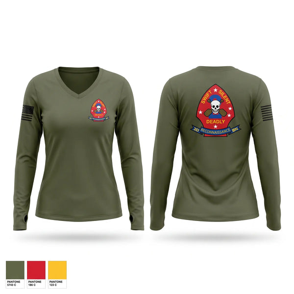 Womens Long Sleeve Vneck Shirt, 2nd recon, Marines, Teamtime, Team time, sublimation, custom sports apparel, team uniforms, spirit wear, spiritwear, sports uniforms, custom shirts, team store, custom team store, fundraiser sports, apparel fundraiser