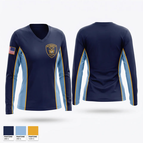Womens Long Sleeve Vneck Shirt, New Brunswick Police Department, Police, Teamtime, Team time, sublimation, custom sports apparel, team uniforms, spirit wear, spiritwear, sports uniforms, custom shirts, team store, custom team store, fundraiser sports, apparel fundraiser