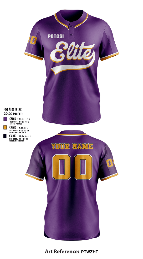 Two Button Softball Jersey, Potosi Elite, Softball, Teamtime, Team time, sublimation, custom sports apparel, team uniforms, spirit wear, spiritwear, sports uniforms, custom shirts, team store, custom team store, fundraiser sports, apparel fundraiser
