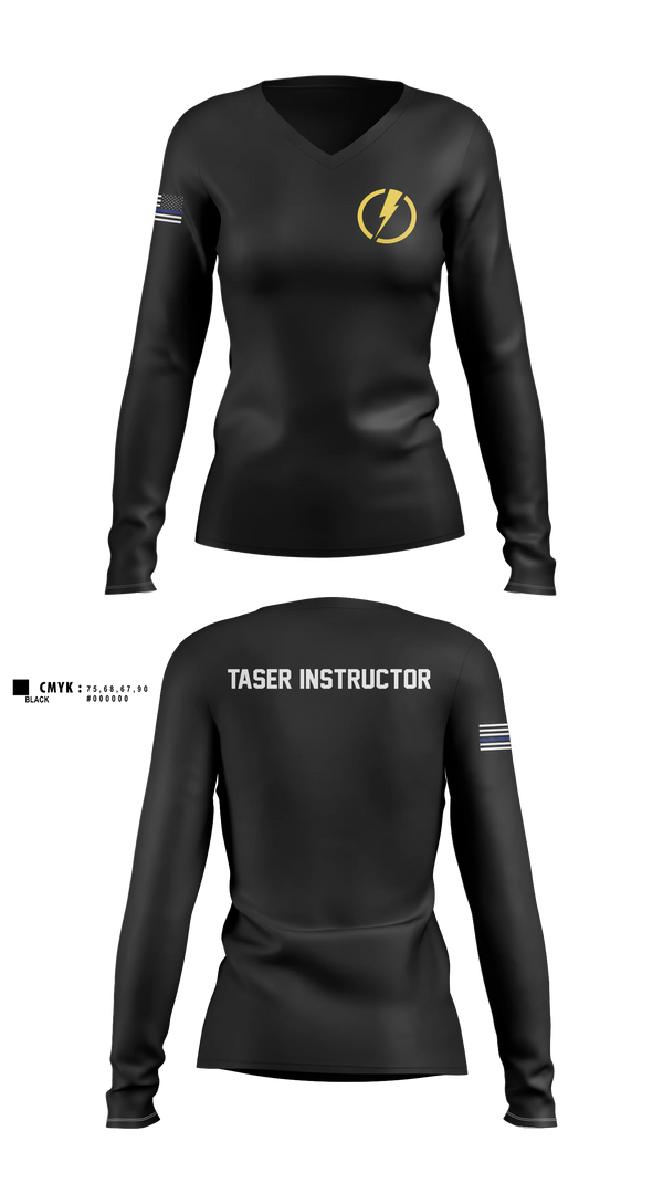 Womens Long Sleeve Vneck Shirt, U.S. Capitol Police Taser Instructors, Police, Teamtime, Team time, sublimation, custom sports apparel, team uniforms, spirit wear, spiritwear, sports uniforms, custom shirts, team store, custom team store, fundraiser sports, apparel fundraiser