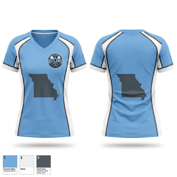 Womens Short Sleeve Vneck Shirt, Munford Outlaws, Baseball, Teamtime, Team time, sublimation, custom sports apparel, team uniforms, spirit wear, spiritwear, sports uniforms, custom shirts, team store, custom team store, fundraiser sports, apparel fundraiser