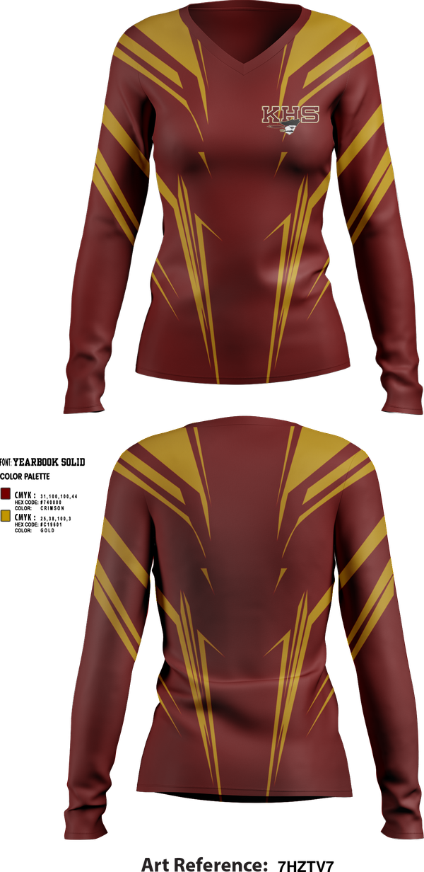 Womens Long Sleeve Vneck Shirt, Kingston High School Cheer, Cheer, Teamtime, Team time, sublimation, custom sports apparel, team uniforms, spirit wear, spiritwear, sports uniforms, custom shirts, team store, custom team store, fundraiser sports, apparel fundraiser