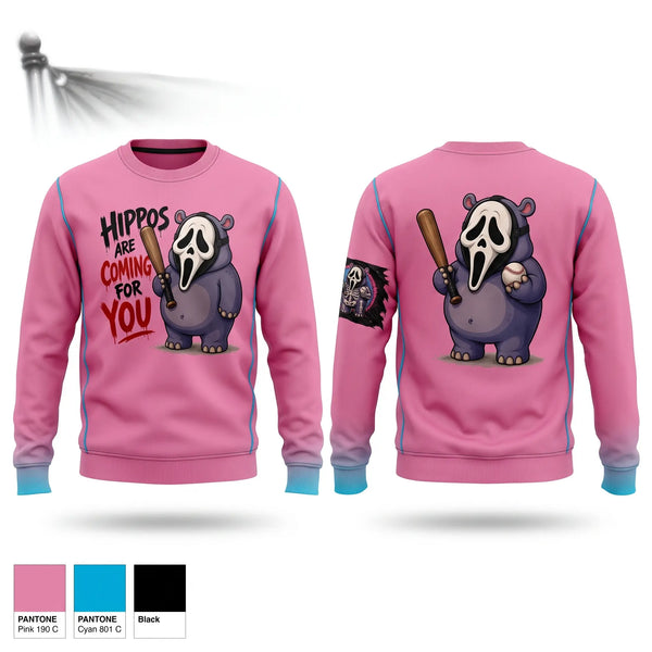 Crew Neck Sweatshirt, Halloween hippos, Baseball, Teamtime, Team time, sublimation, custom sports apparel, team uniforms, spirit wear, spiritwear, sports uniforms, custom shirts, team store, custom team store, fundraiser sports, apparel fundraiser