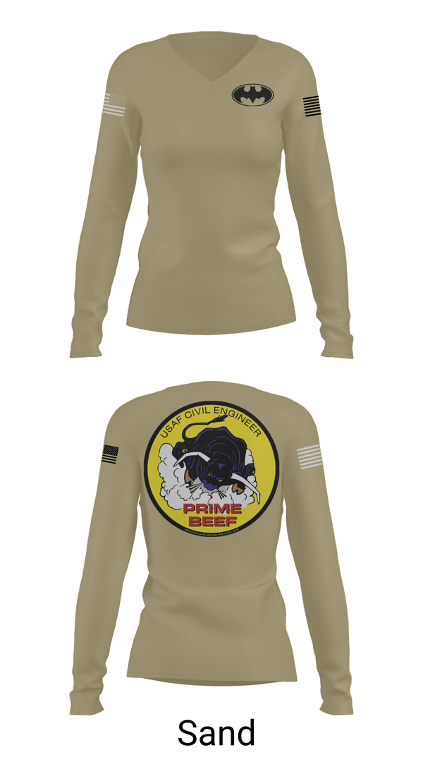 Womens Long Sleeve Vneck Shirt, 185th CES, Navy, Teamtime, Team time, sublimation, custom sports apparel, team uniforms, spirit wear, spiritwear, sports uniforms, custom shirts, team store, custom team store, fundraiser sports, apparel fundraiser