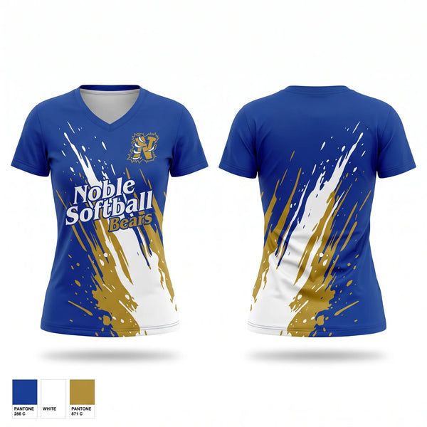 Womens Short Sleeve Vneck Shirt, Noble Softball, Softball, Teamtime, Team time, sublimation, custom sports apparel, team uniforms, spirit wear, spiritwear, sports uniforms, custom shirts, team store, custom team store, fundraiser sports, apparel fundraiser