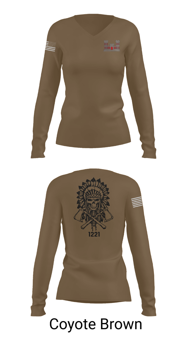 Womens Long Sleeve Vneck Shirt, 1221st Route Clearance Co., National Guard, Teamtime, Team time, sublimation, custom sports apparel, team uniforms, spirit wear, spiritwear, sports uniforms, custom shirts, team store, custom team store, fundraiser sports, apparel fundraiser