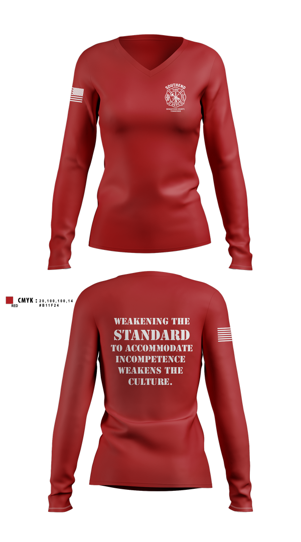 Womens Long Sleeve Vneck Shirt, SOUTHEND FIRE DEPARTMENT, Fire Department, Teamtime, Team time, sublimation, custom sports apparel, team uniforms, spirit wear, spiritwear, sports uniforms, custom shirts, team store, custom team store, fundraiser sports, apparel fundraiser