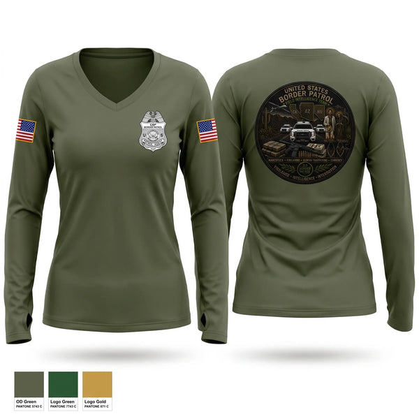 Womens Long Sleeve Vneck Shirt, Field intelligence team, Police, Teamtime, Team time, sublimation, custom sports apparel, team uniforms, spirit wear, spiritwear, sports uniforms, custom shirts, team store, custom team store, fundraiser sports, apparel fundraiser