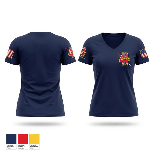 Womens Short Sleeve Vneck Shirt, Ladder 41, Fire Department, Teamtime, Team time, sublimation, custom sports apparel, team uniforms, spirit wear, spiritwear, sports uniforms, custom shirts, team store, custom team store, fundraiser sports, apparel fundraiser