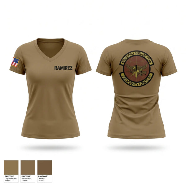 Womens Short Sleeve Vneck Shirt, 452d Security Forces Squadron, Air Force, Teamtime, Team time, sublimation, custom sports apparel, team uniforms, spirit wear, spiritwear, sports uniforms, custom shirts, team store, custom team store, fundraiser sports, apparel fundraiser