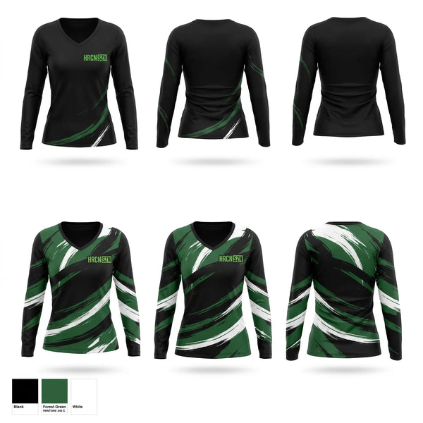 Womens Long Sleeve Vneck Shirt, Hurricanes, Spirit Store, Teamtime, Team time, sublimation, custom sports apparel, team uniforms, spirit wear, spiritwear, sports uniforms, custom shirts, team store, custom team store, fundraiser sports, apparel fundraiser
