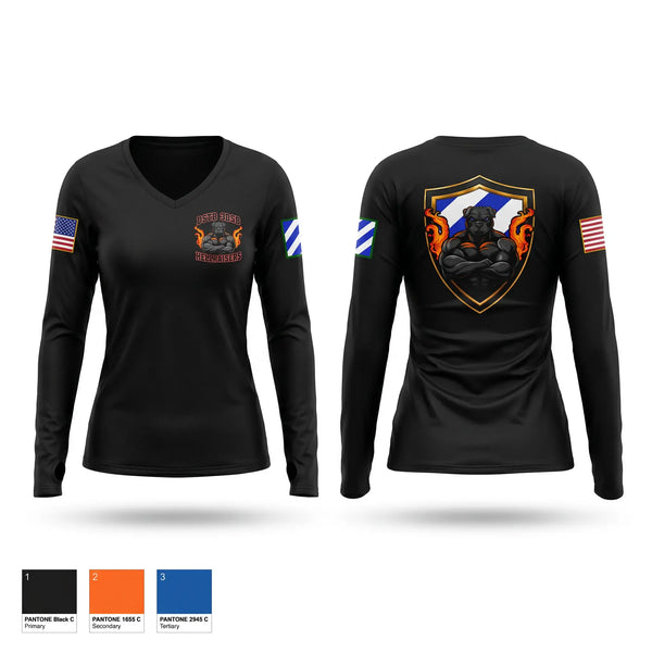 Womens Long Sleeve Vneck Shirt, DSTB, 3DSB, Army, Teamtime, Team time, sublimation, custom sports apparel, team uniforms, spirit wear, spiritwear, sports uniforms, custom shirts, team store, custom team store, fundraiser sports, apparel fundraiser