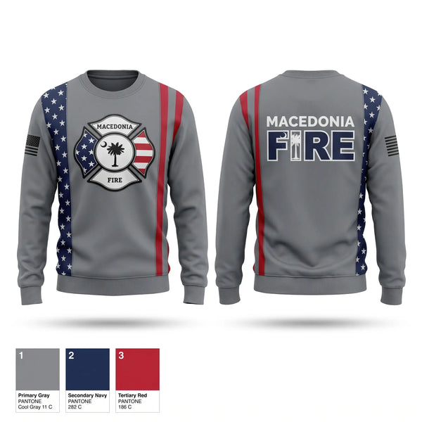 Crew Neck Sweatshirt, Macedonia Fire Department, Fire Department, Teamtime, Team time, sublimation, custom sports apparel, team uniforms, spirit wear, spiritwear, sports uniforms, custom shirts, team store, custom team store, fundraiser sports, apparel fundraiser