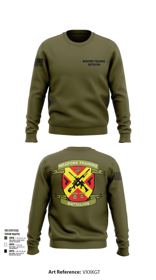Crew Neck Sweatshirt, Weapons Training Battalion, Marines, Teamtime, Team time, sublimation, custom sports apparel, team uniforms, spirit wear, spiritwear, sports uniforms, custom shirts, team store, custom team store, fundraiser sports, apparel fundraiser