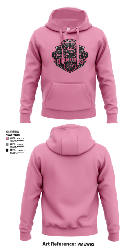 Hoodie, SSA Lady Diamonds, Women's Basketball, Teamtime, Team time, sublimation, custom sports apparel, team uniforms, spirit wear, spiritwear, sports uniforms, custom shirts, team store, custom team store, fundraiser sports, apparel fundraiser