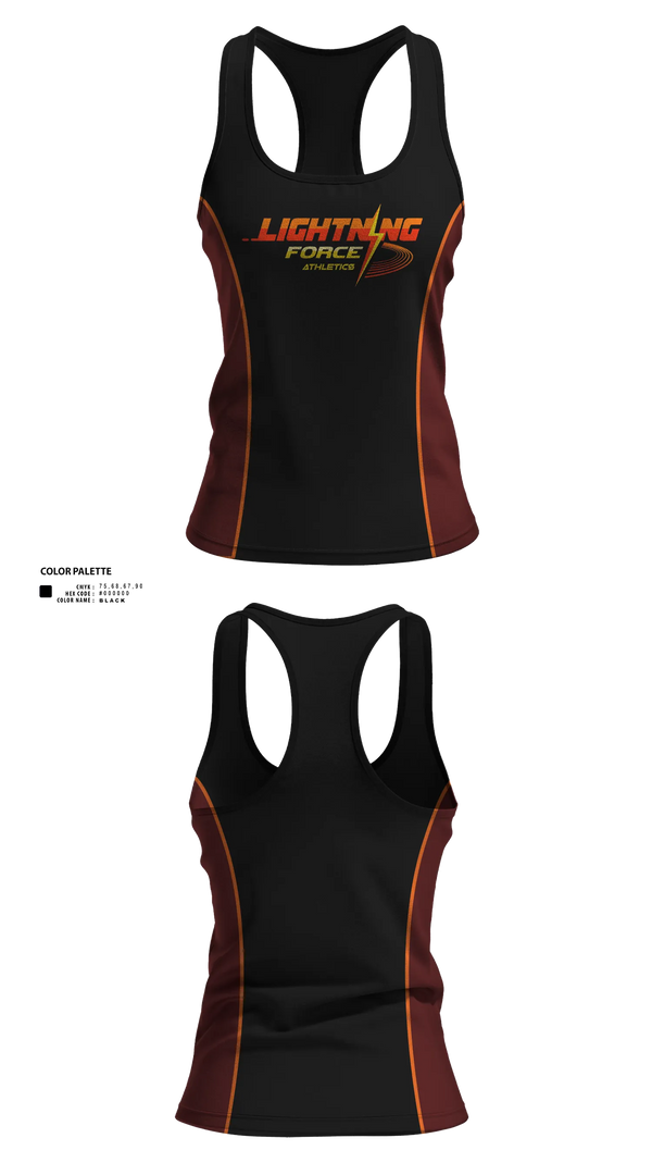 Womens Track Singlet, Lightning Force Athletics, Track & Field, Teamtime, Team time, sublimation, custom sports apparel, team uniforms, spirit wear, spiritwear, sports uniforms, custom shirts, team store, custom team store, fundraiser sports, apparel fundraiser