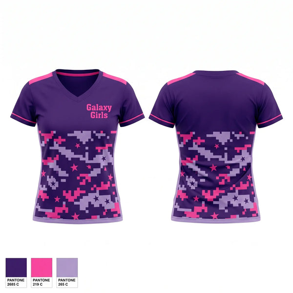 Womens Short Sleeve Vneck Shirt, Galaxy Girls, Women's Soccer, Teamtime, Team time, sublimation, custom sports apparel, team uniforms, spirit wear, spiritwear, sports uniforms, custom shirts, team store, custom team store, fundraiser sports, apparel fundraiser