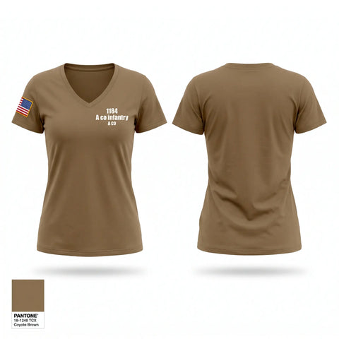 Womens Short Sleeve Vneck Shirt, 1-184 A co infantry, National Guard, Teamtime, Team time, sublimation, custom sports apparel, team uniforms, spirit wear, spiritwear, sports uniforms, custom shirts, team store, custom team store, fundraiser sports, apparel fundraiser
