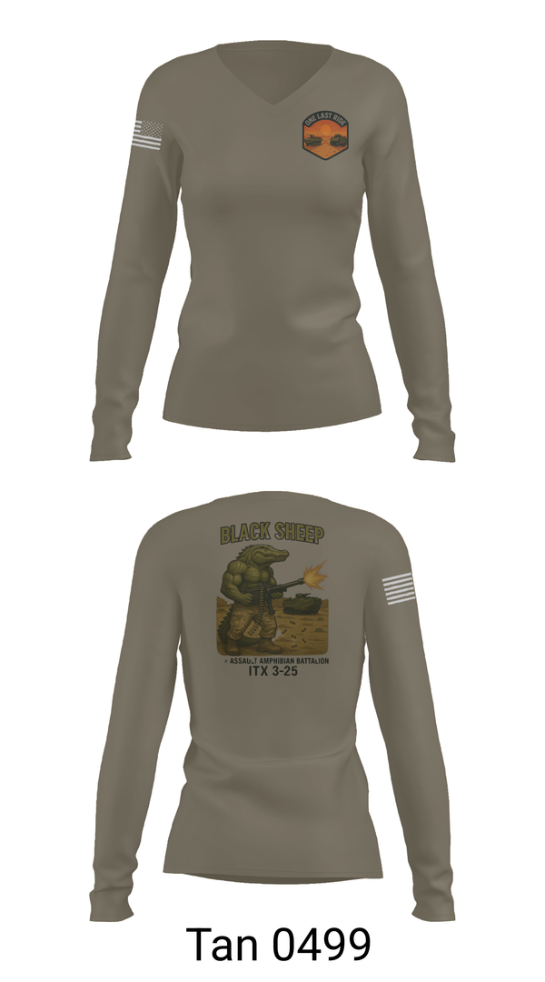 Womens Long Sleeve Vneck Shirt, 4th Assault Amphibian Battalion, Company B, , Teamtime, Team time, sublimation, custom sports apparel, team uniforms, spirit wear, spiritwear, sports uniforms, custom shirts, team store, custom team store, fundraiser sports, apparel fundraiser