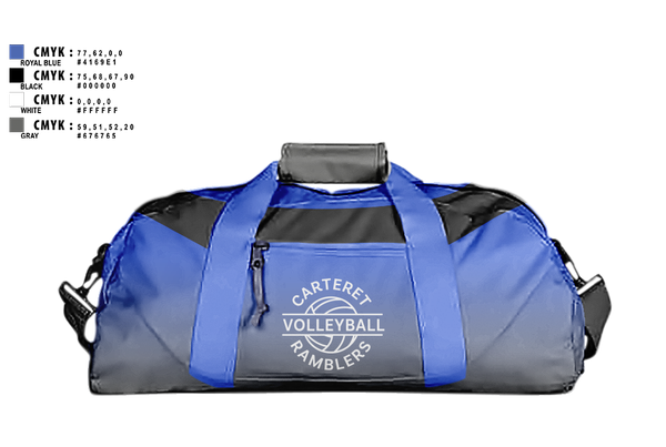 Duffle Bag, Carteret Ramblers Volleyball, Women's Volleyball, Teamtime, Team time, sublimation, custom sports apparel, team uniforms, spirit wear, spiritwear, sports uniforms, custom shirts, team store, custom team store, fundraiser sports, apparel fundraiser