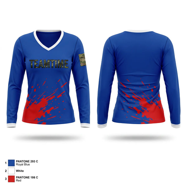 Womens Long Sleeve Vneck Shirt, atlas test store, , Teamtime, Team time, sublimation, custom sports apparel, team uniforms, spirit wear, spiritwear, sports uniforms, custom shirts, team store, custom team store, fundraiser sports, apparel fundraiser