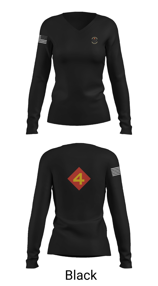 Womens Long Sleeve Vneck Shirt, 14th Marine regiment 4th Marine corps division, , Teamtime, Team time, sublimation, custom sports apparel, team uniforms, spirit wear, spiritwear, sports uniforms, custom shirts, team store, custom team store, fundraiser sports, apparel fundraiser