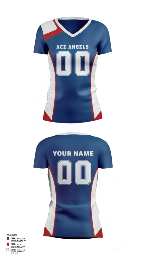 Womens Short Sleeve Vneck Shirt, Ace Angels, Women's Volleyball, Teamtime, Team time, sublimation, custom sports apparel, team uniforms, spirit wear, spiritwear, sports uniforms, custom shirts, team store, custom team store, fundraiser sports, apparel fundraiser