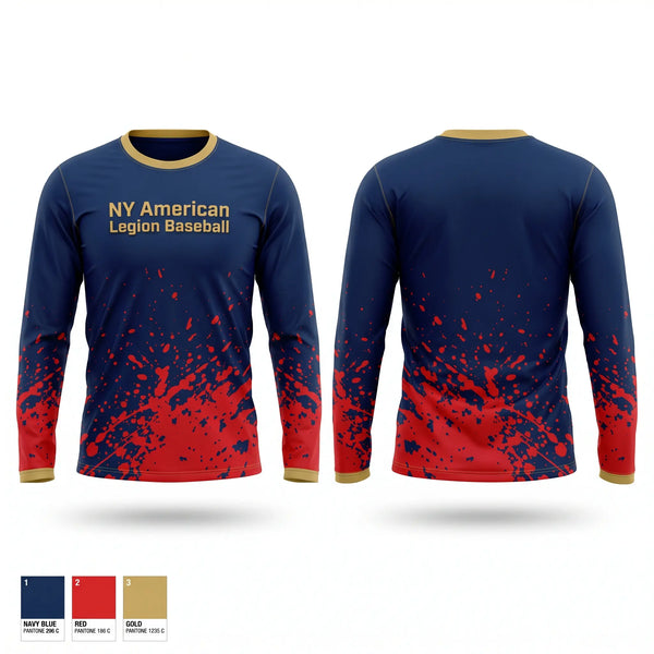 Long Sleeve Performance Shirt, NY American Legion Baseball, Baseball, Teamtime, Team time, sublimation, custom sports apparel, team uniforms, spirit wear, spiritwear, sports uniforms, custom shirts, team store, custom team store, fundraiser sports, apparel fundraiser