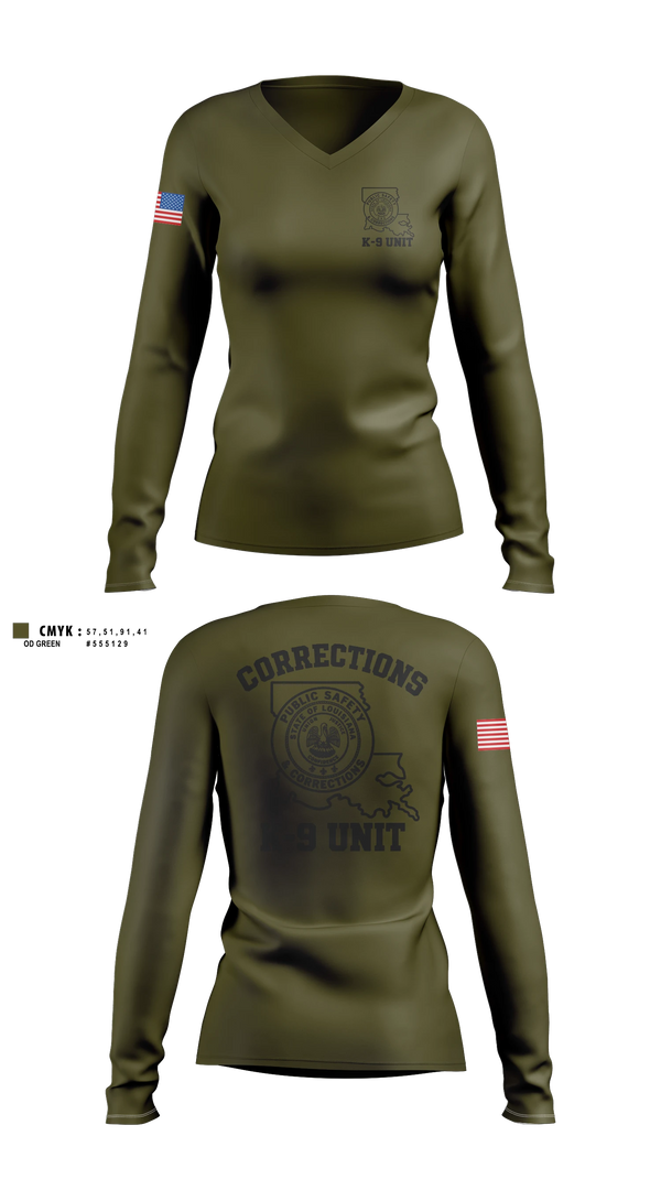 Womens Long Sleeve Vneck Shirt, David Wade Correctional Center, Police, Teamtime, Team time, sublimation, custom sports apparel, team uniforms, spirit wear, spiritwear, sports uniforms, custom shirts, team store, custom team store, fundraiser sports, apparel fundraiser