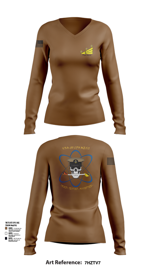 Womens Long Sleeve Vneck Shirt, VFA-151, , Teamtime, Team time, sublimation, custom sports apparel, team uniforms, spirit wear, spiritwear, sports uniforms, custom shirts, team store, custom team store, fundraiser sports, apparel fundraiser